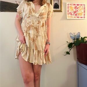 Beige Patterned Women's Dress